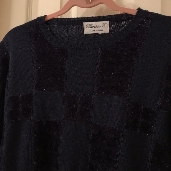 Beautiful luxe Italian navy sparkle sweater - Picture 7 of 10